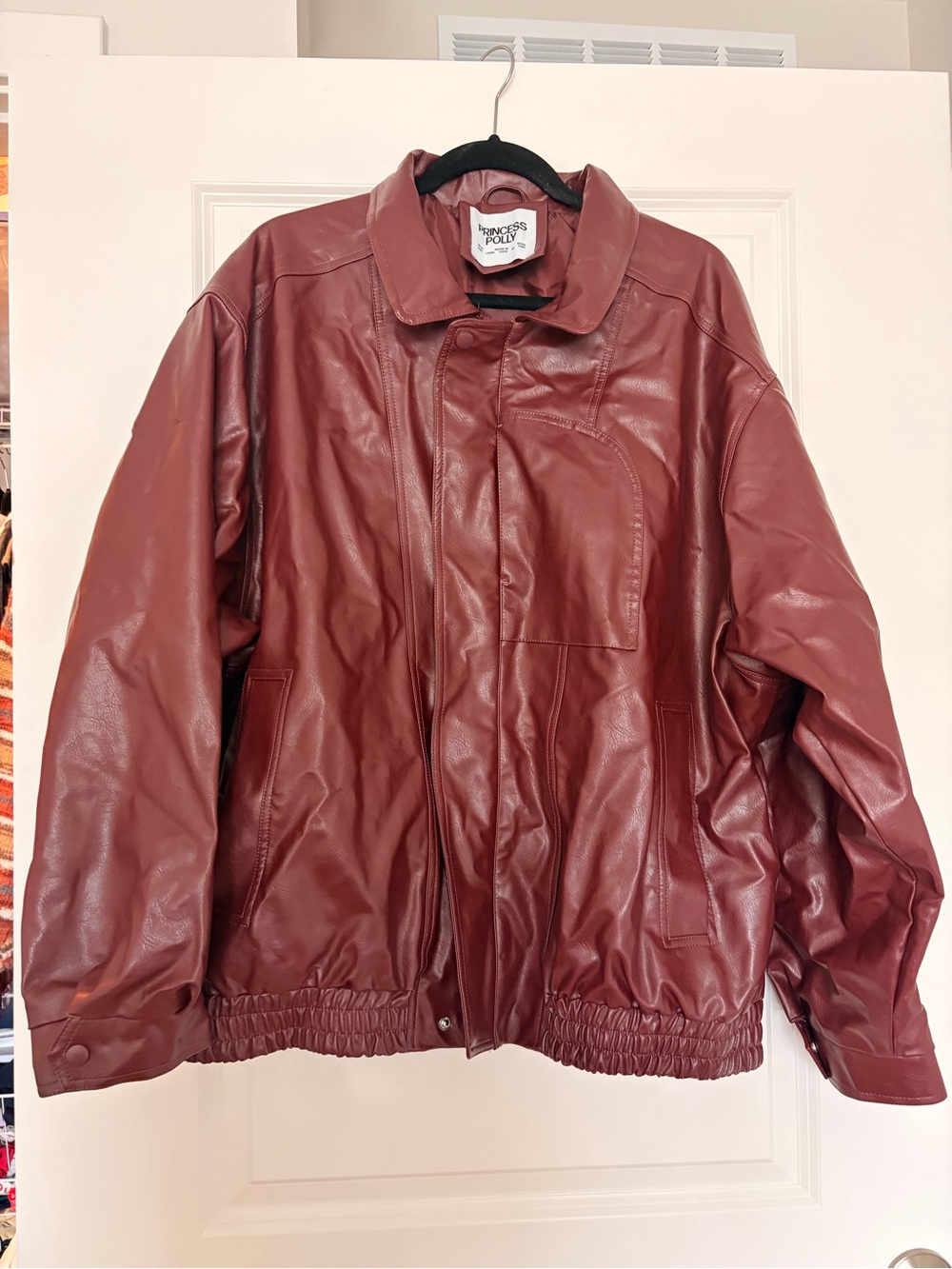 Burgundy Faux Leather Jacket Princes Polly